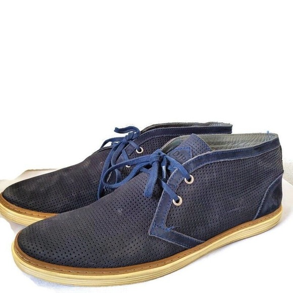 Donald J Pliner Boots Mens Size 11.5M Timm Chukka Hi Sneakers Blue Suede Lace Up - Picture 1 of 12